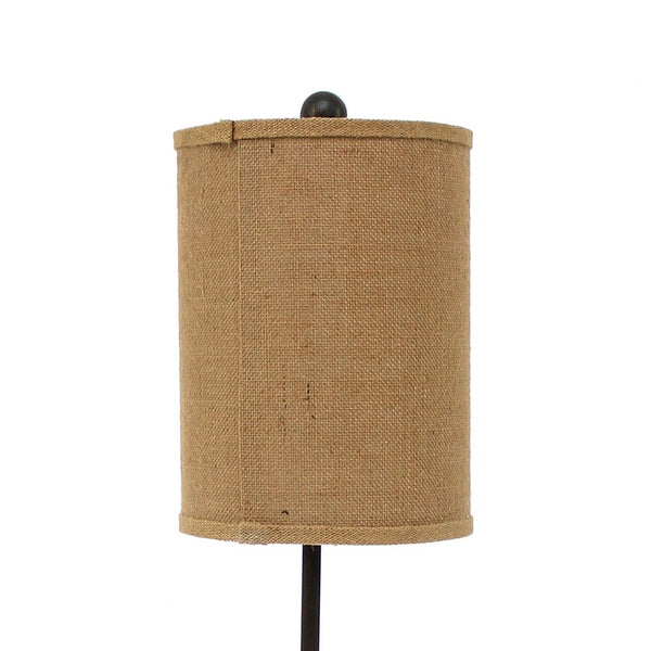 Metal Table Lamp with Cylindrical Drum Shade and Fleur De Lis Accent,Black - BM217234