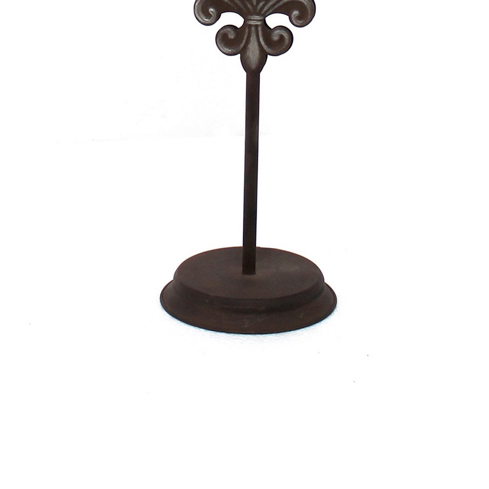 Metal Table Lamp with Cylindrical Drum Shade and Fleur De Lis Accent,Black - BM217234