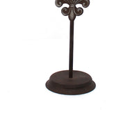 Metal Table Lamp with Cylindrical Drum Shade and Fleur De Lis Accent,Black - BM217234