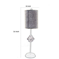 Metal Table Lamp with Cylindrical Drum Shade and Fleur De Lis Accent,Black - BM217234
