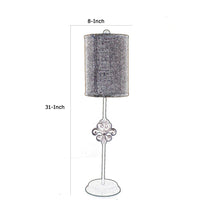 Metal Table Lamp with Cylindrical Drum Shade and Fleur De Lis Accent,Black - BM217234