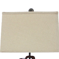 Table Lamp with Tapered Shade and Cut Out Design,Bronze and Beige - BM217235