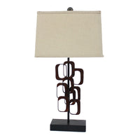 Table Lamp with Tapered Shade and Cut Out Design,Bronze and Beige - BM217235