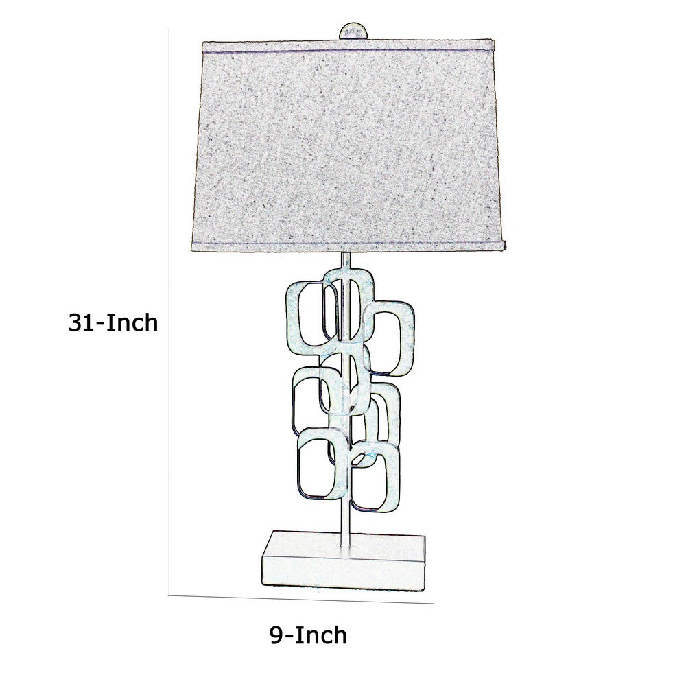 Table Lamp with Tapered Shade and Cut Out Design,Bronze and Beige - BM217235