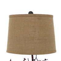 Tree Design Base Metal Table Lamp with Drum Shade, Bronze - BM217236
