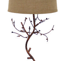 Tree Design Base Metal Table Lamp with Drum Shade, Bronze - BM217236