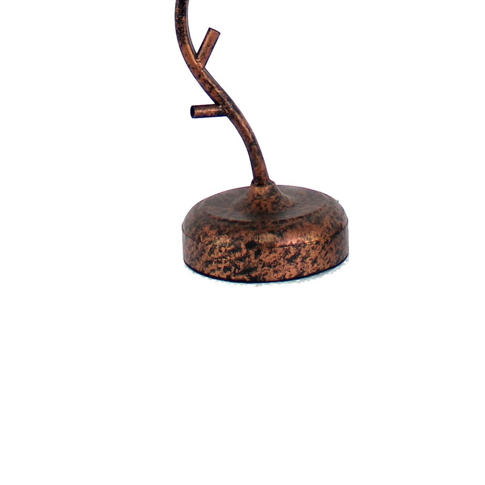 Tree Design Base Metal Table Lamp with Drum Shade, Bronze - BM217236
