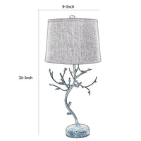 Tree Design Base Metal Table Lamp with Drum Shade, Bronze - BM217236