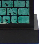 Rectangular Metal Frame Table Lamp with Brick Pattern, White and Blue - BM217238