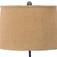 Metal Table Lamp with Flower Accent and Block Base,Beige and Gray - BM217243