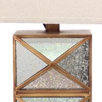 Metal Table Lamp with X Shape Design and Mirror Front,Multicolor - BM217246