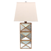 Metal Table Lamp with X Shape Design and Mirror Front,Multicolor - BM217246