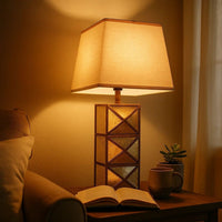 Metal Table Lamp with X Shape Design and Mirror Front,Multicolor - BM217246
