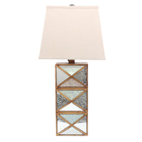 Metal Table Lamp with X Shape Design and Mirror Front,Multicolor - BM217246