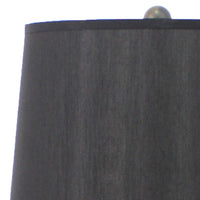 Wooden Table Lamp with Quatrefoil Design Base, Black and Antique White - BM217247