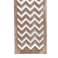 Table Lamp with Chevron Pattern and Mirror Inlay,Brown and Silver - BM217248
