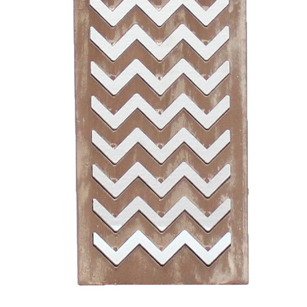 Table Lamp with Chevron Pattern and Mirror Inlay,Brown and Silver - BM217248