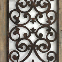 Rectangular Wooden Wall Plaque with Scroll Design, Brown - BM217254
