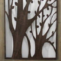 Rectangular Wooden Wall Plaque with Tree Design, Brown - BM217255