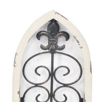 Arch Frame Candle Holder with Fleur De Lis and Finial Top, Set of 2,White - BM217257