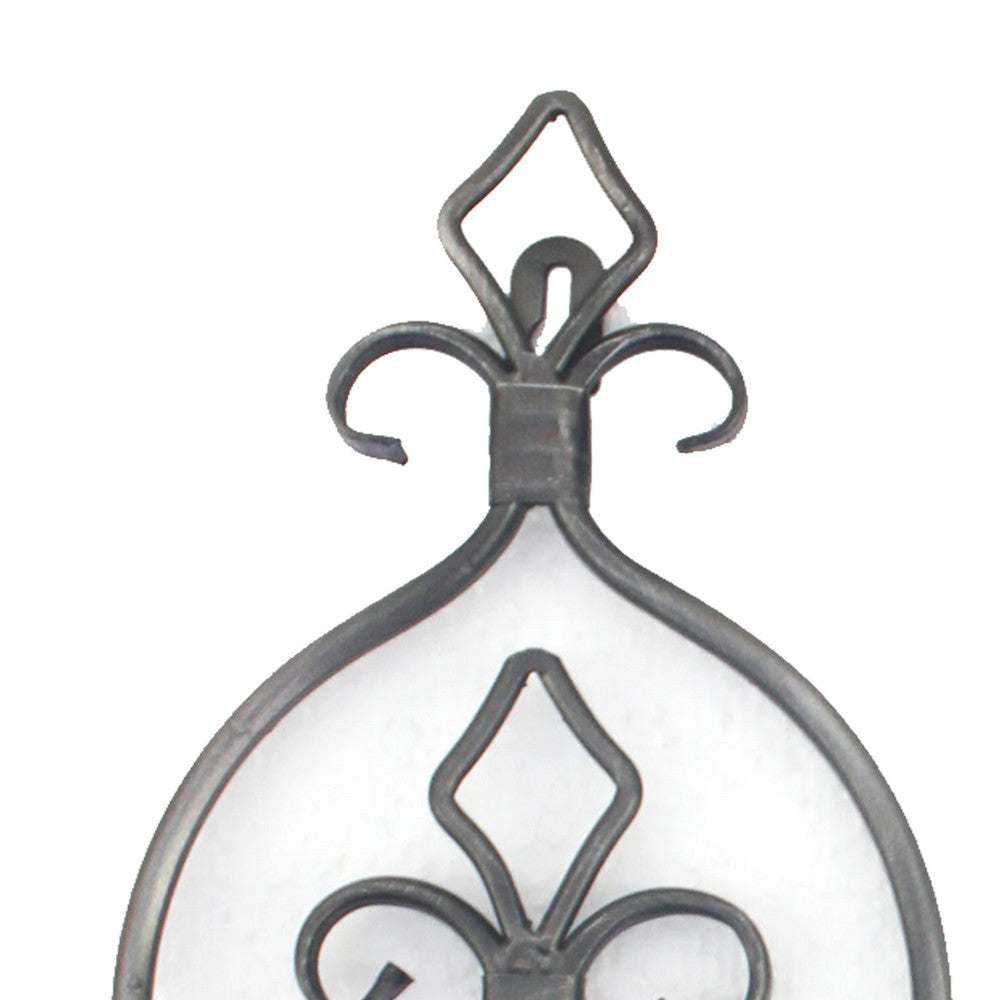 Metal Candle Holder with Fleur De Lis Design, Set of 2, Black - BM217258