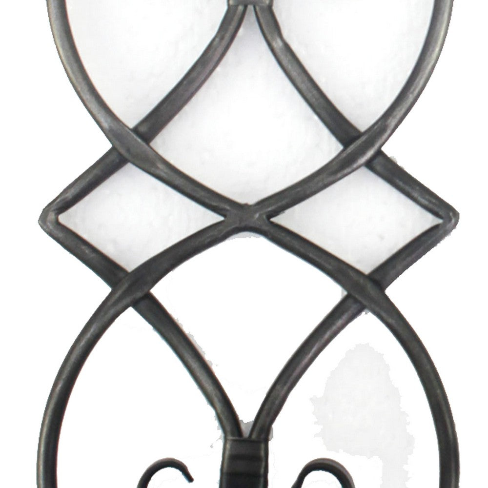 Metal Candle Holder with Fleur De Lis Design, Set of 2, Black - BM217258