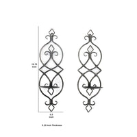 Metal Candle Holder with Fleur De Lis Design, Set of 2, Black - BM217258