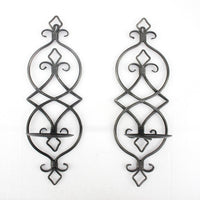 Metal Candle Holder with Fleur De Lis Design, Set of 2, Black - BM217258