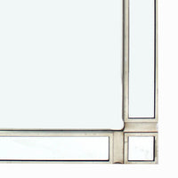Rectangular Wooden Frame Wall Mirror with Trim Inlay, Silver - BM217260
