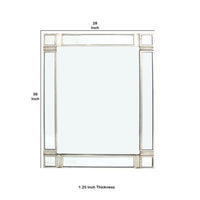 Rectangular Wooden Frame Wall Mirror with Trim Inlay, Silver - BM217260