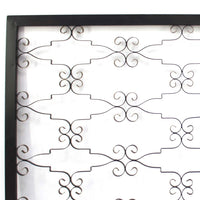 Rectangular Metal Frame Wall Decor with Curved Design Accents, Black - BM217261