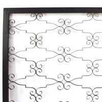 Rectangular Metal Frame Wall Decor with Curved Design Accents, Black - BM217261