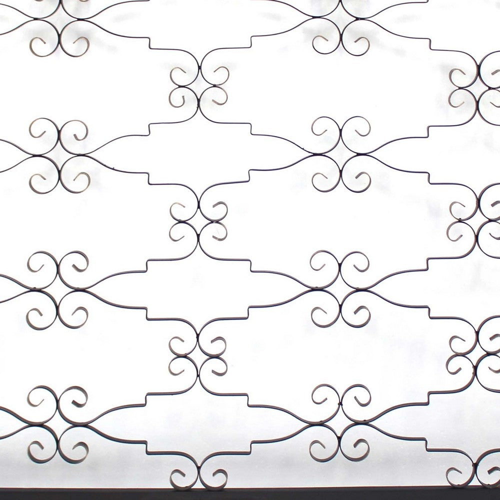 Rectangular Metal Frame Wall Decor with Curved Design Accents, Black - BM217261