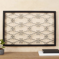 Rectangular Metal Frame Wall Decor with Curved Design Accents, Black - BM217261