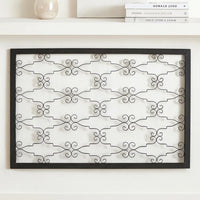 Rectangular Metal Frame Wall Decor with Curved Design Accents, Black - BM217261