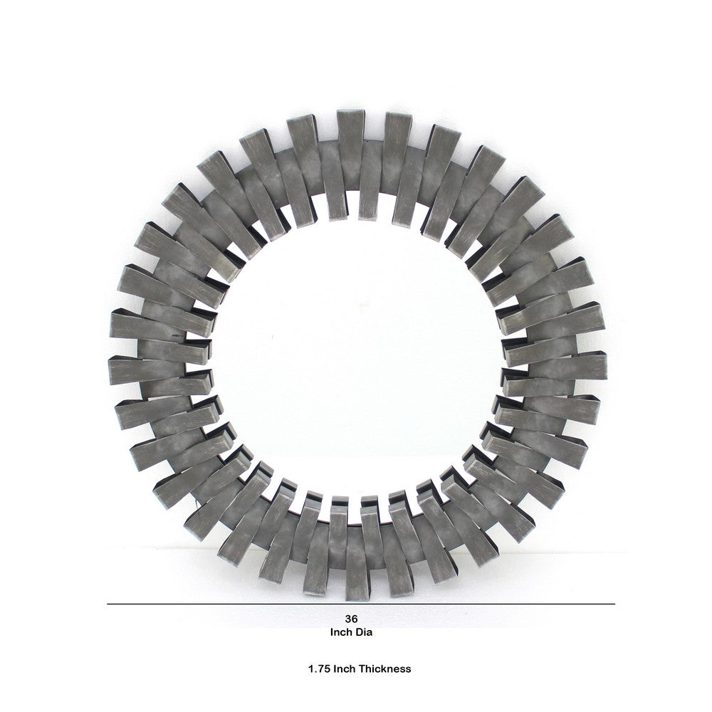 Gear Shaped Metal Wall Mirror with Mounting Hardware, Gray - BM217264