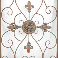 Rectangular Wooden Frame Wall Decor with Fleur De Lis Design, Brown - BM217265