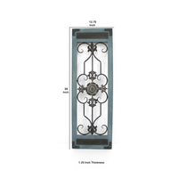 Rectangular Wooden Frame Wall Decor with Scroll Design, Blue - BM217266