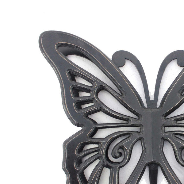 Wooden Butterfly Wall Plaque with Cutout Detail, Black - BM217269