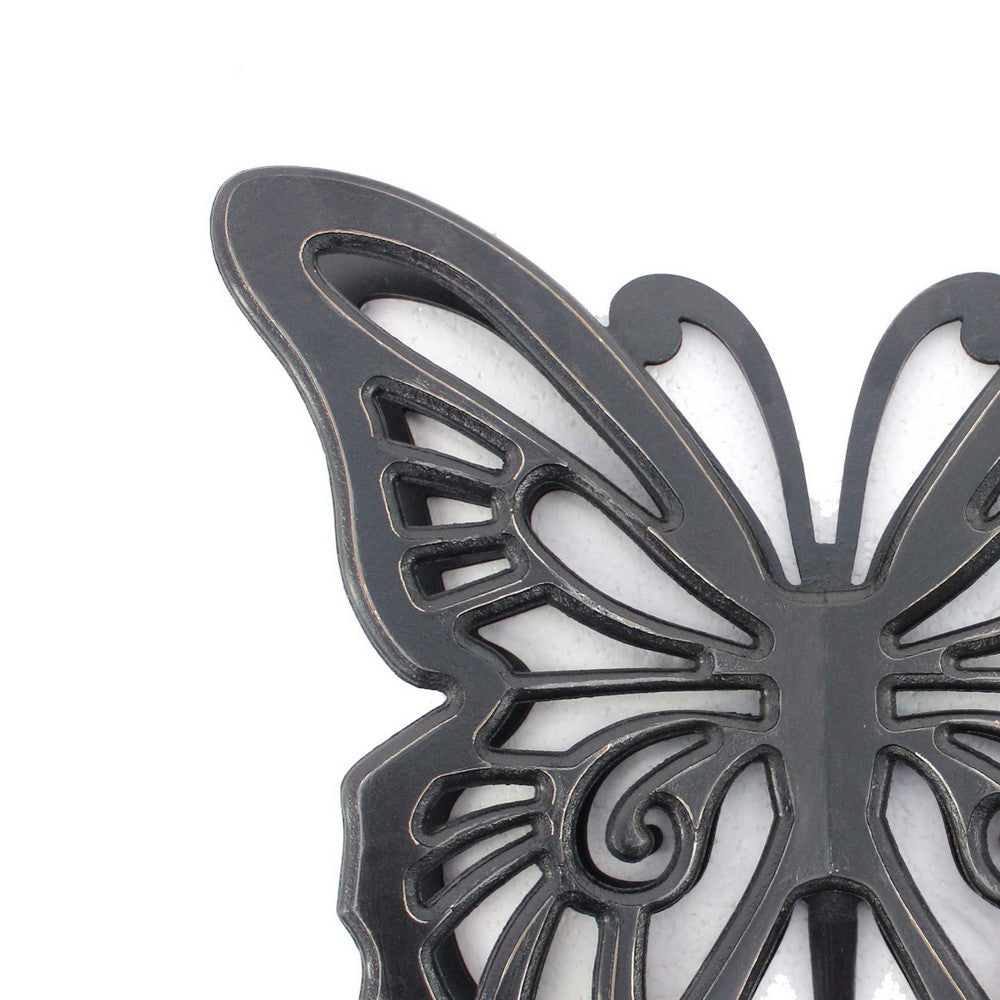Wooden Butterfly Wall Plaque with Cutout Detail, Black - BM217269