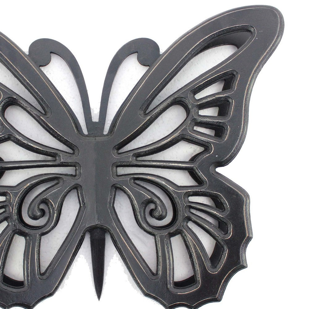 Wooden Butterfly Wall Plaque with Cutout Detail, Black - BM217269