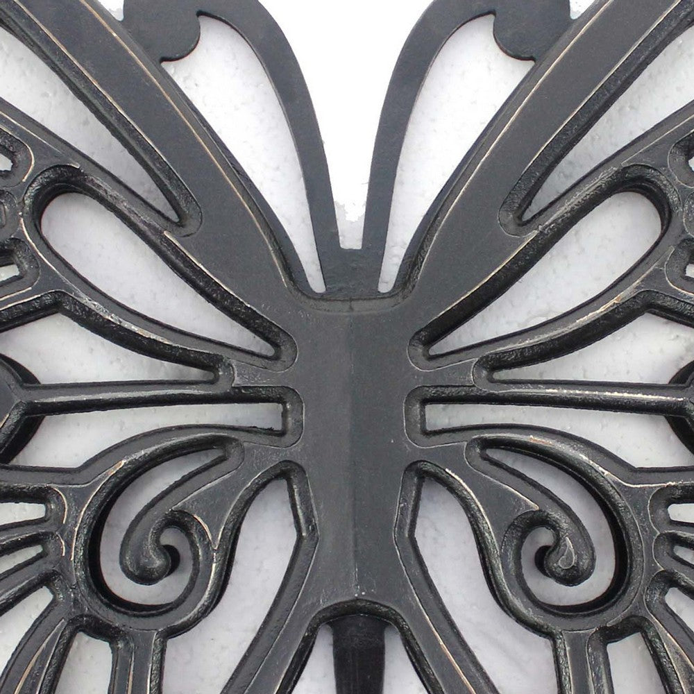 Wooden Butterfly Wall Plaque with Cutout Detail, Black - BM217269