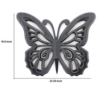 Wooden Butterfly Wall Plaque with Cutout Detail, Black - BM217269