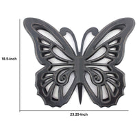 Wooden Butterfly Wall Plaque with Cutout Detail, Black - BM217269
