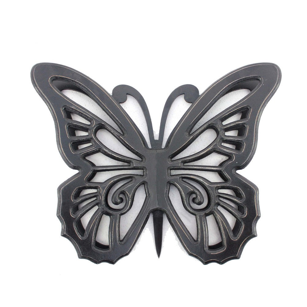 Wooden Butterfly Wall Plaque with Cutout Detail, Black - BM217269