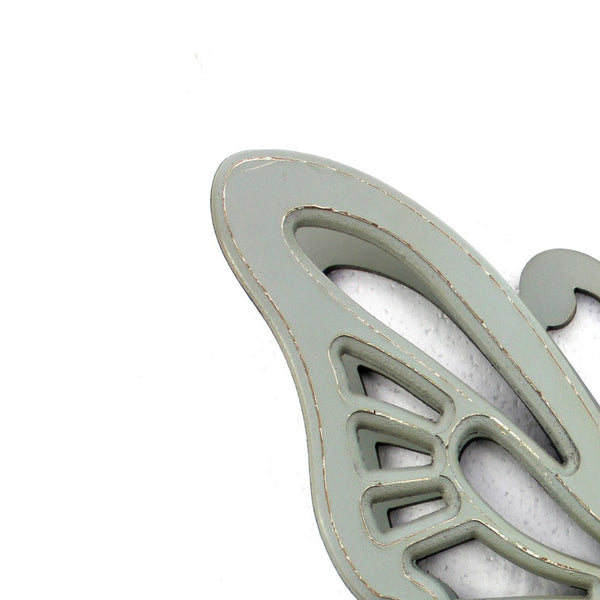 Wooden Butterfly Wall Plaque with Cutout Detail, Light Gray - BM217270