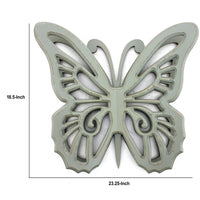 Wooden Butterfly Wall Plaque with Cutout Detail, Light Gray - BM217270