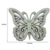 Wooden Butterfly Wall Plaque with Cutout Detail, Light Gray - BM217270