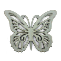 Wooden Butterfly Wall Plaque with Cutout Detail, Light Gray - BM217270