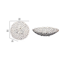 Decorative Metal Tray with Mesh Design and Ball Support,Gold and Black - BM217289